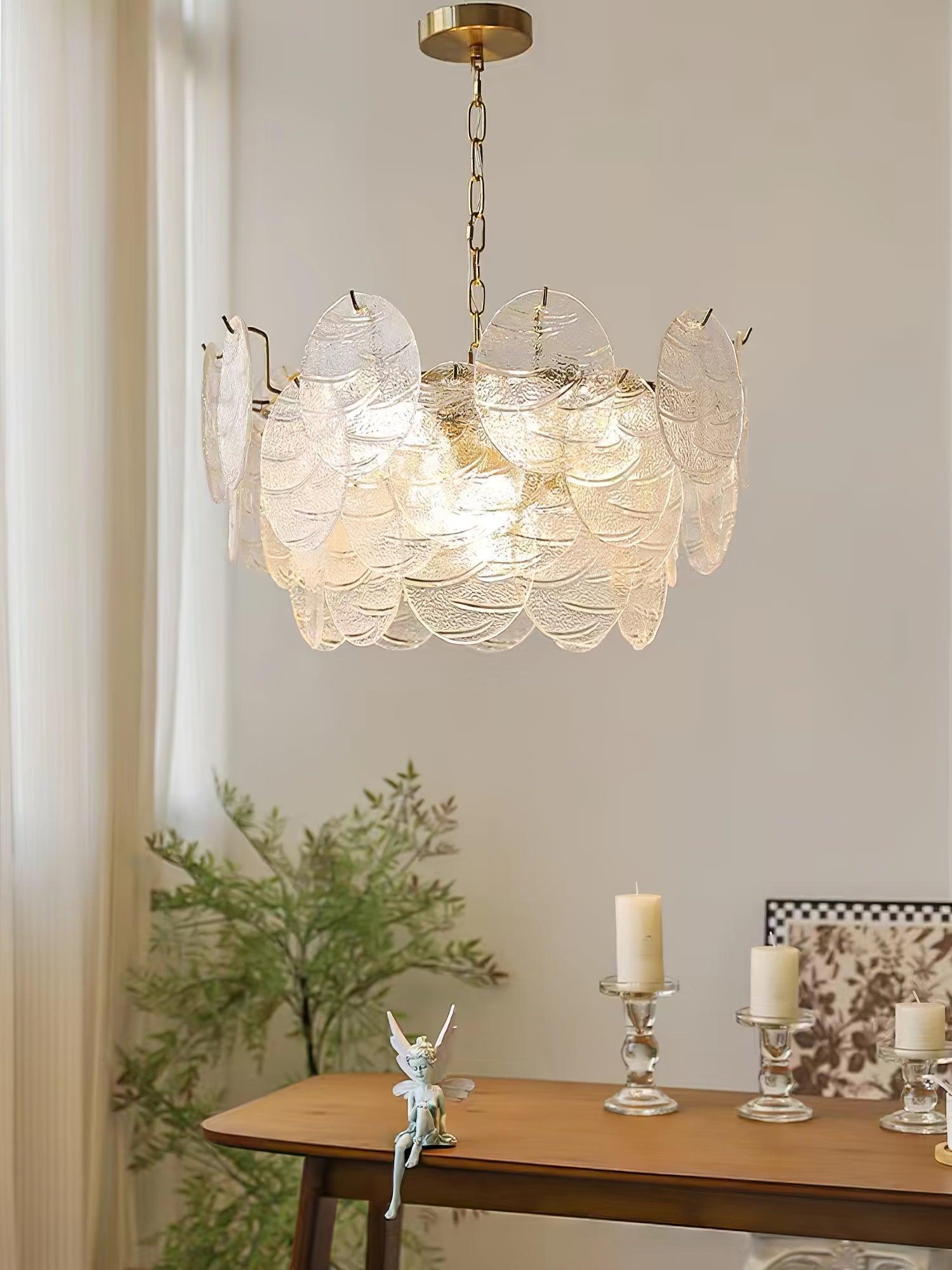 Lustra Chandelier Disque en Verre Doré - Neutralighting