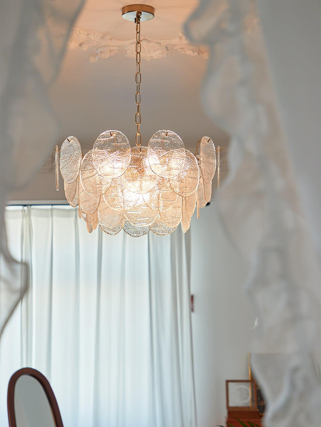 Lustra Chandelier Disque en Verre Doré - Neutralighting