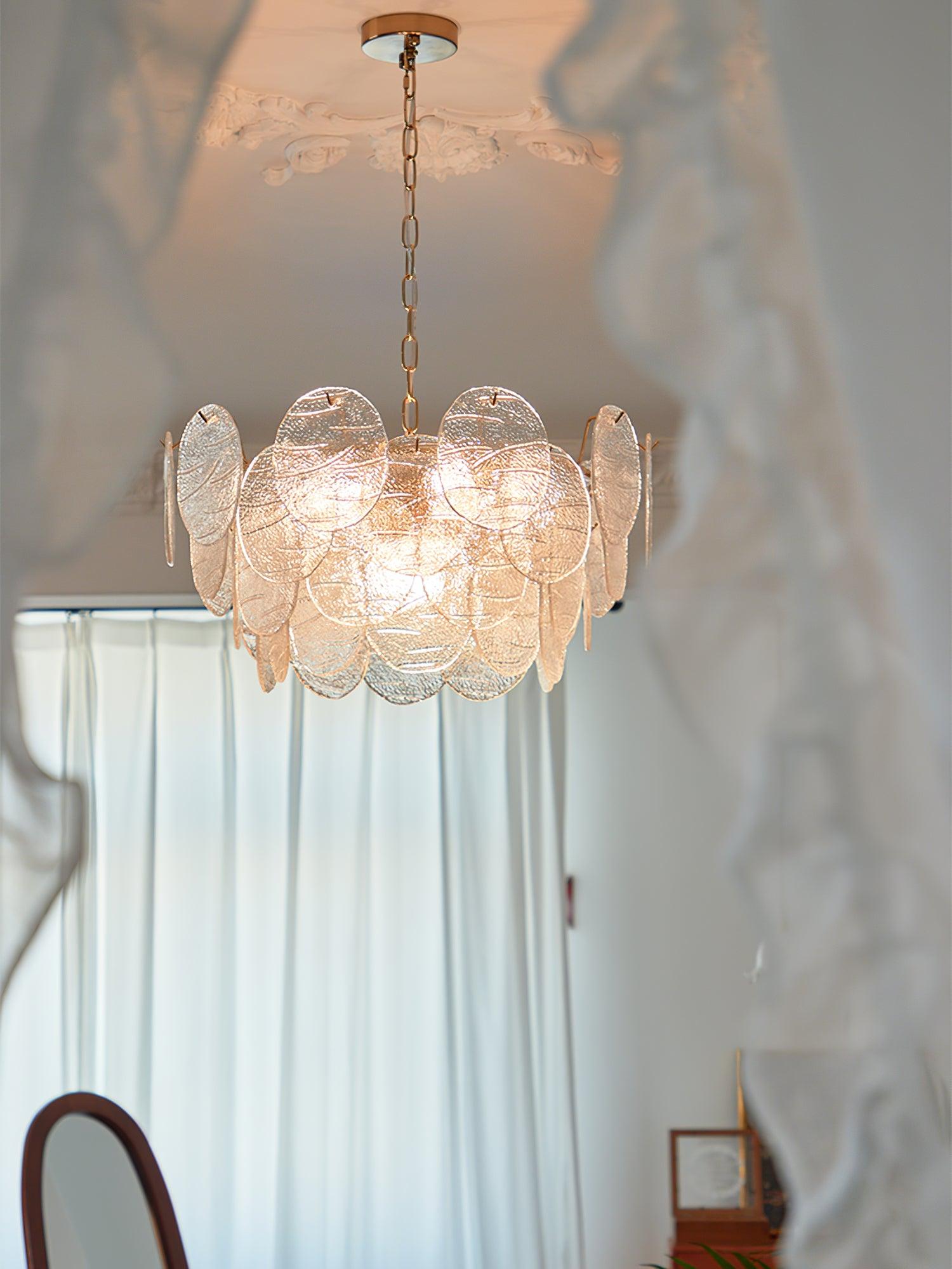 Lustra Chandelier Disque en Verre Doré - Neutralighting