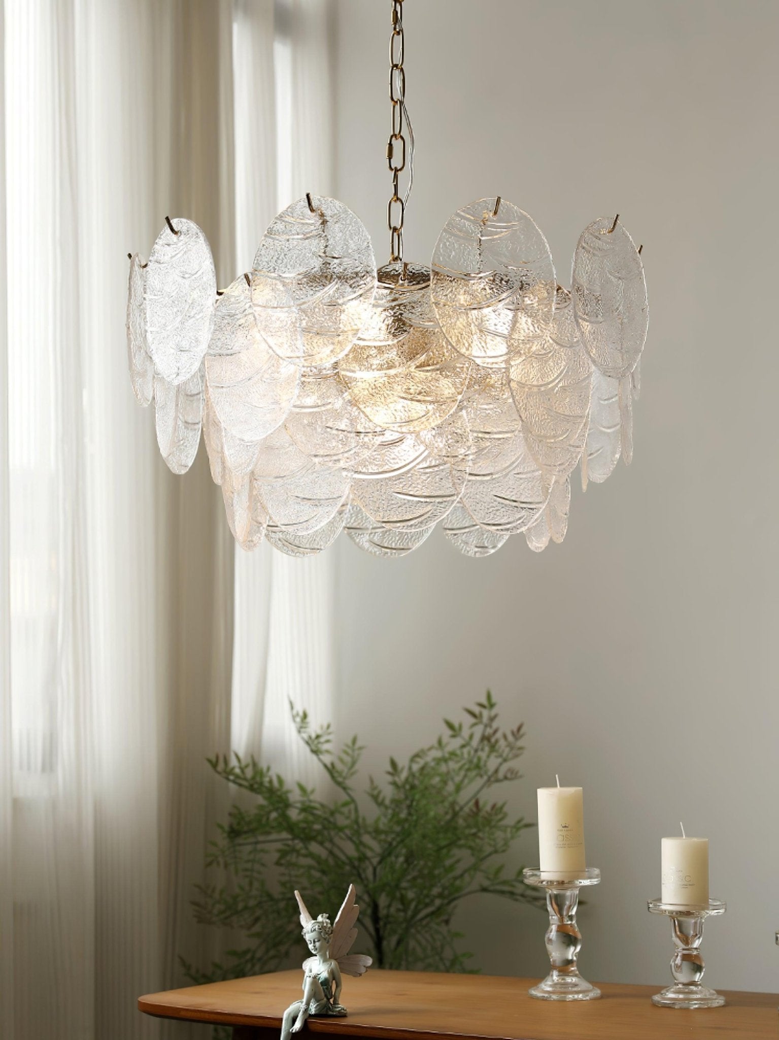 Lustra Chandelier Disque en Verre Doré - Neutralighting