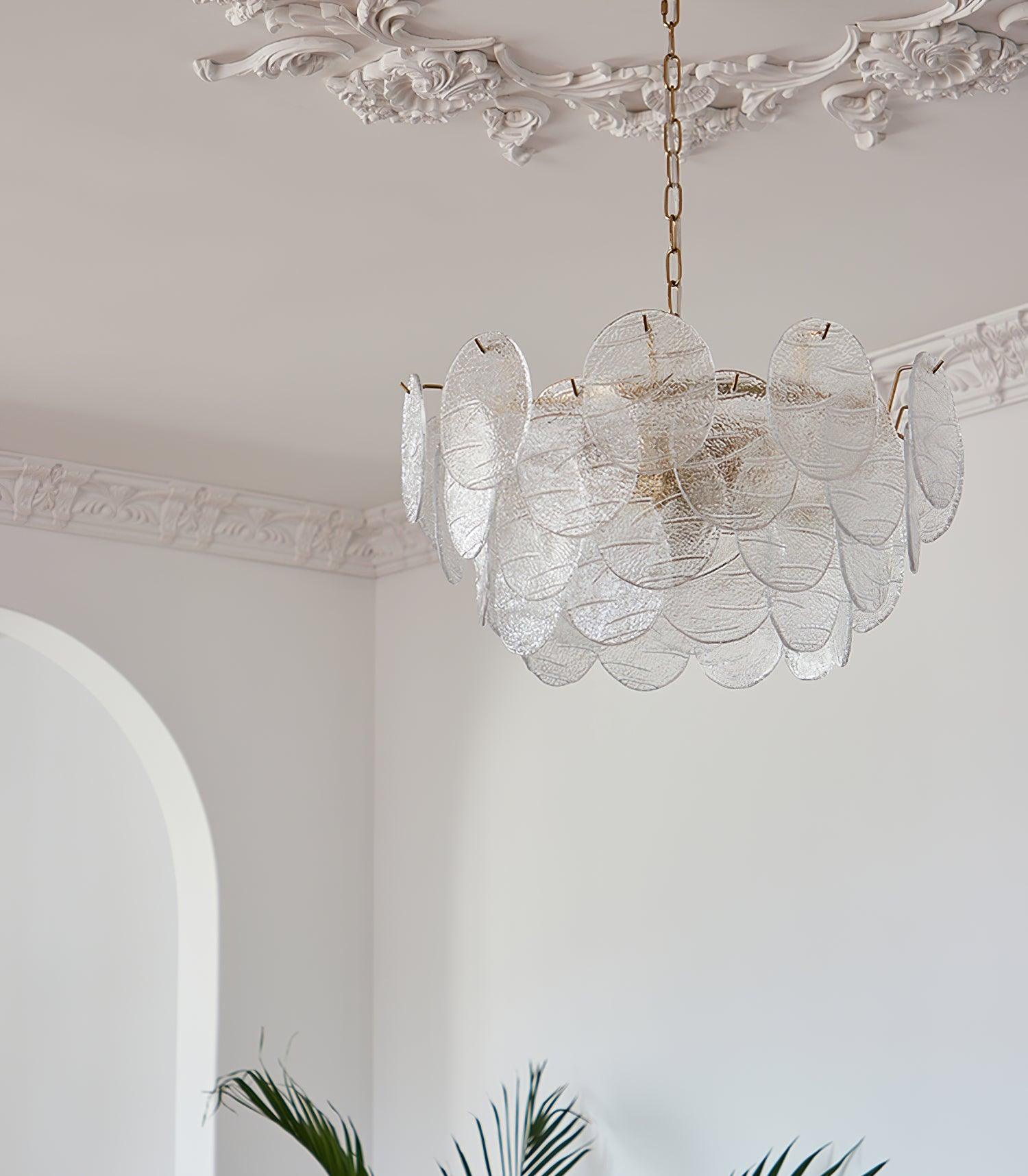 Lustra Chandelier Disque en Verre Doré - Neutralighting