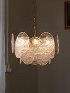 Lustra Chandelier Disque en Verre Doré - Neutralighting