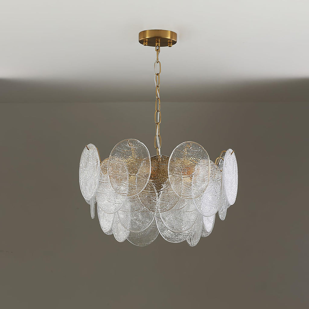 Lustra Chandelier Disque en Verre Doré - Neutralighting