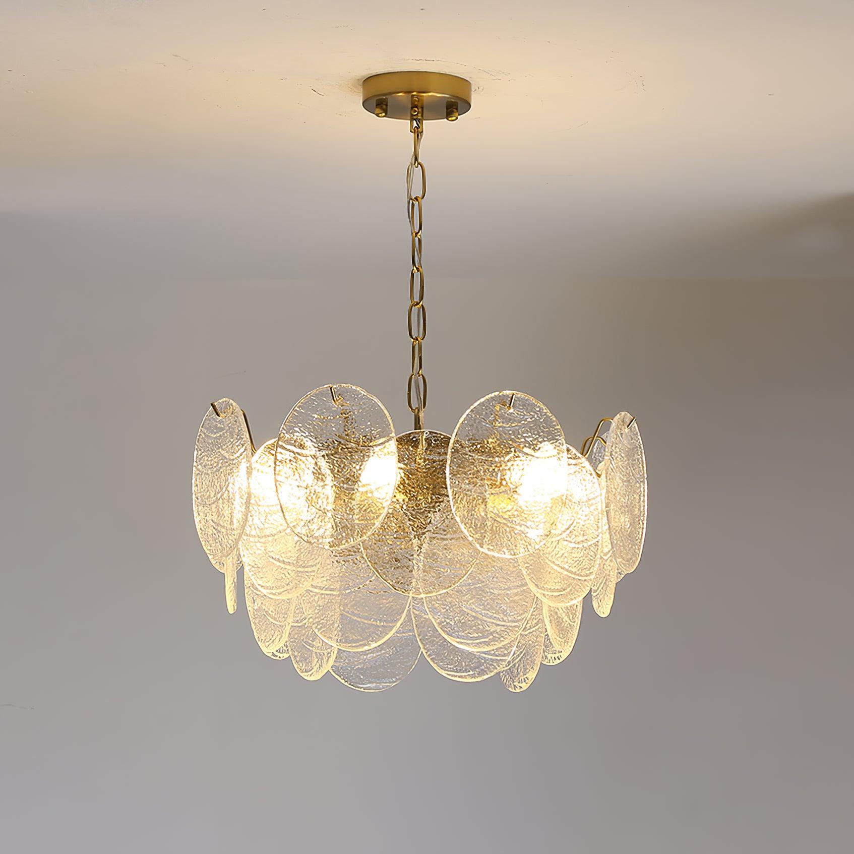Lustra Chandelier Disque en Verre Doré - Neutralighting