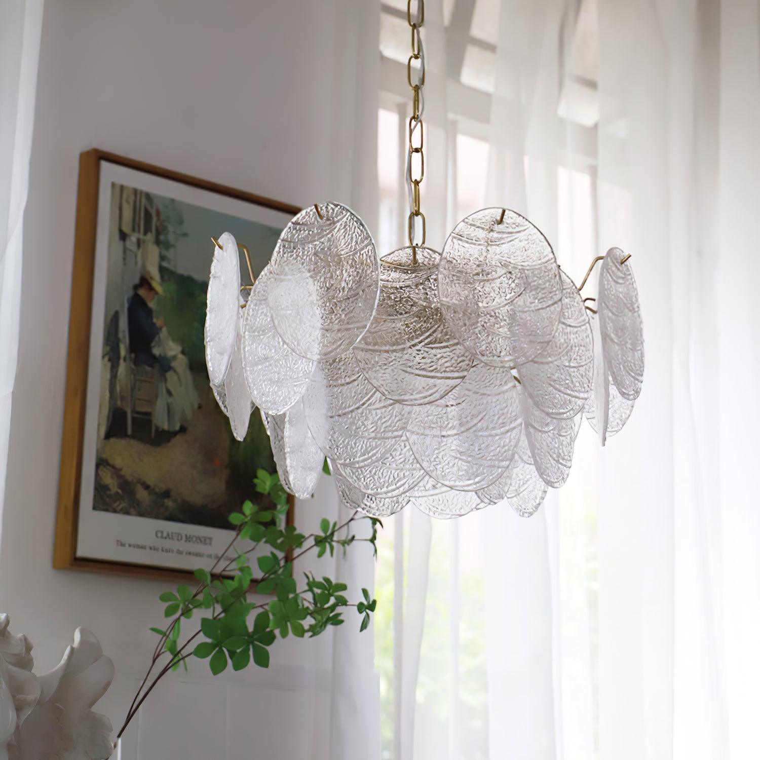 Lustra Chandelier Disque en Verre Doré - Neutralighting