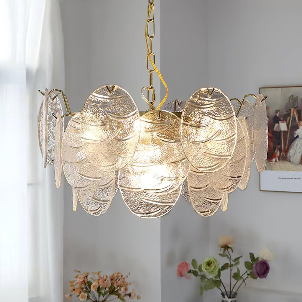 Lustra Chandelier Disque en Verre Doré - Neutralighting