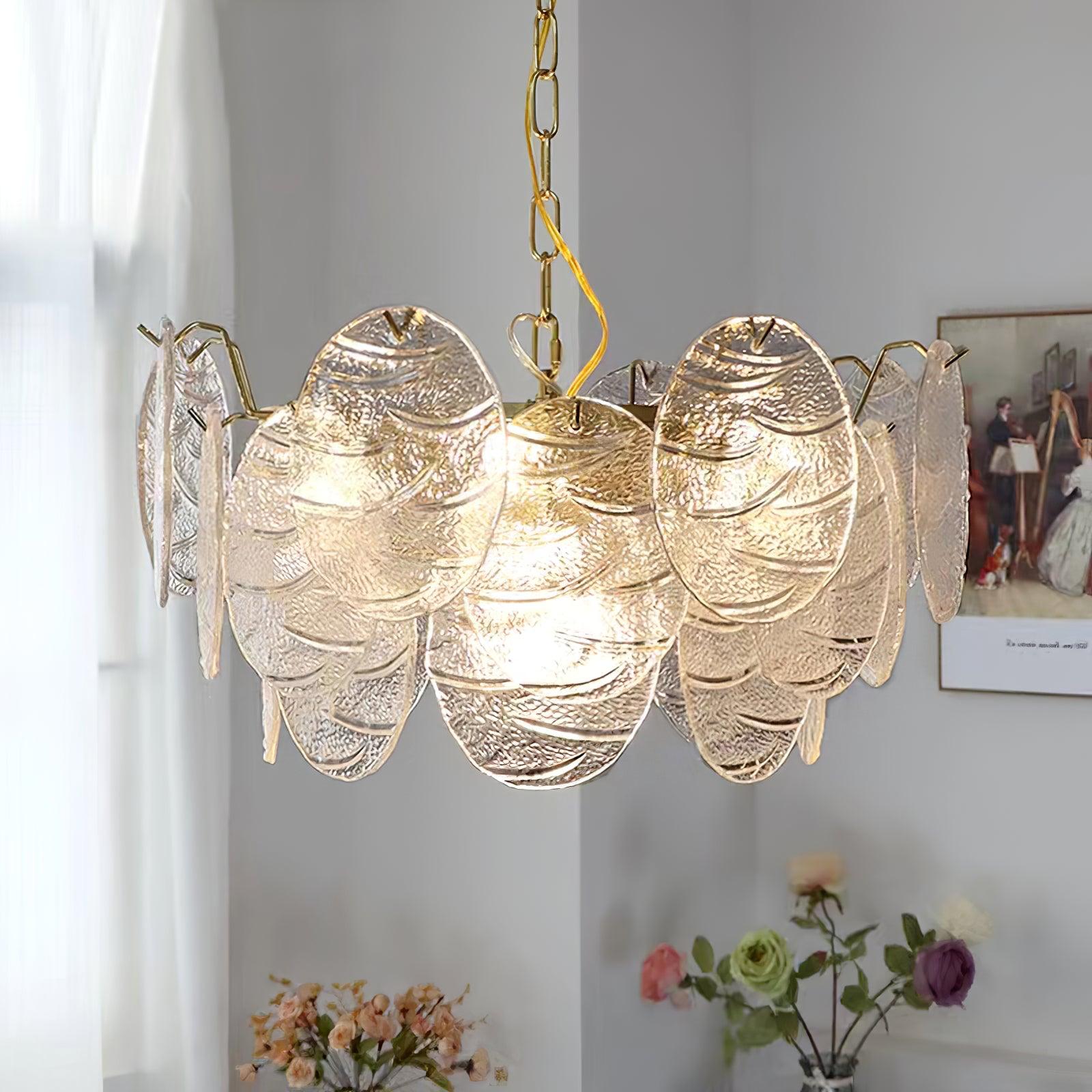 Lustra Chandelier Disque en Verre Doré - Neutralighting