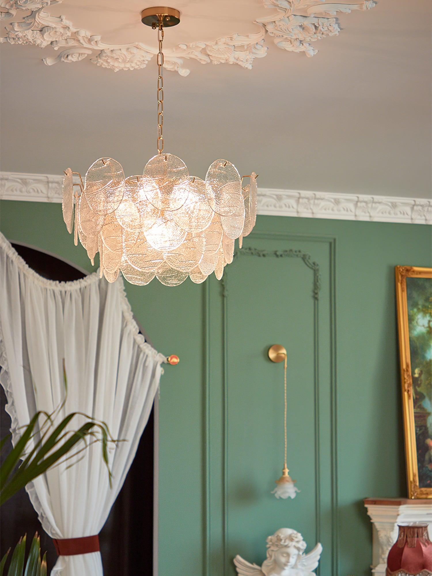 Lustra Chandelier Disque en Verre Doré - Neutralighting