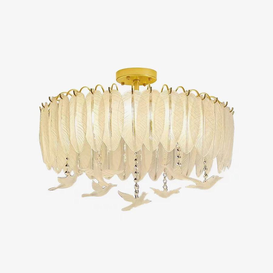 Solara Plafonnier en Verre Plume Oiseau Élégant - Neutralighting
