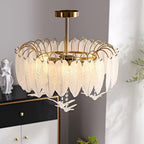 Solara Plafonnier en Verre Plume Oiseau Élégant - Neutralighting