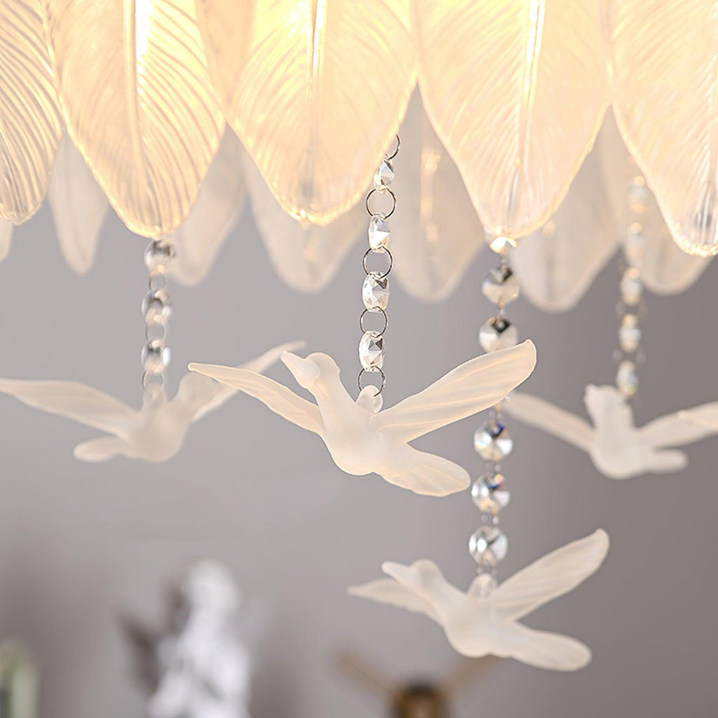 Solara Plafonnier en Verre Plume Oiseau Élégant - Neutralighting