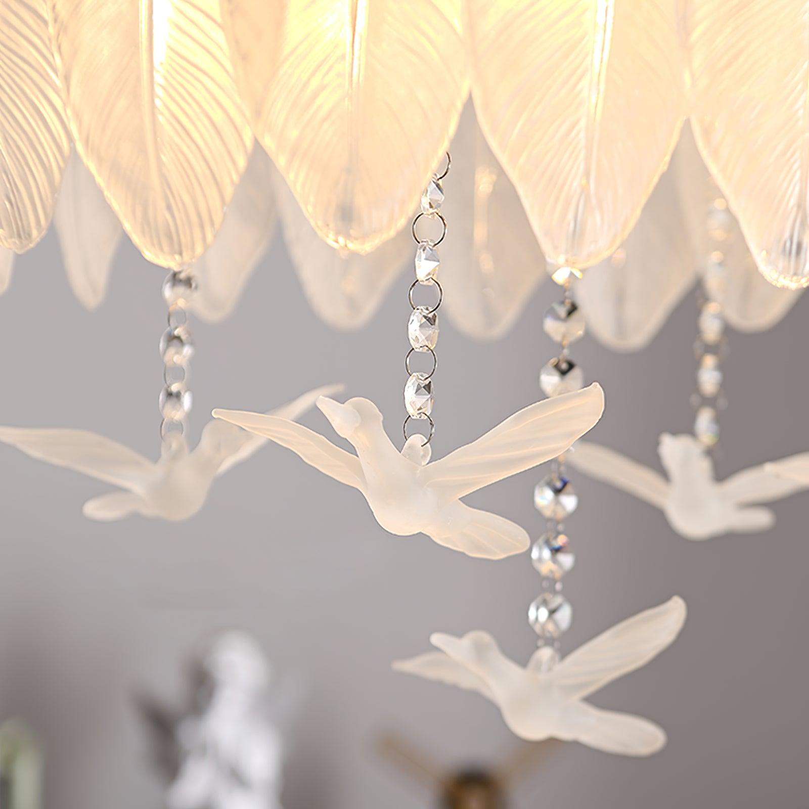 Solara Plafonnier en Verre Plume Oiseau Élégant - Neutralighting