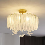 Solara Plafonnier en Verre Plume Oiseau Élégant - Neutralighting