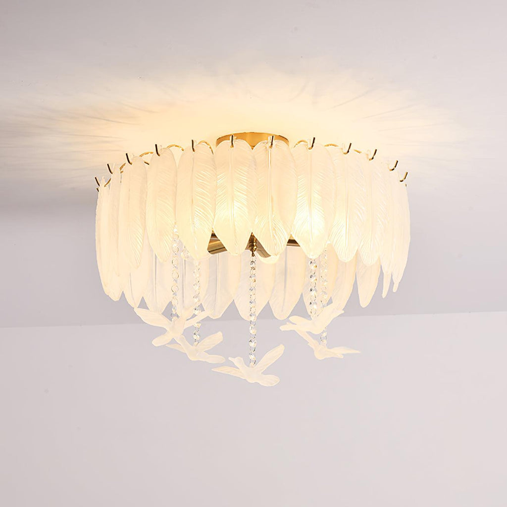 Solara Plafonnier en Verre Plume Oiseau Élégant - Neutralighting