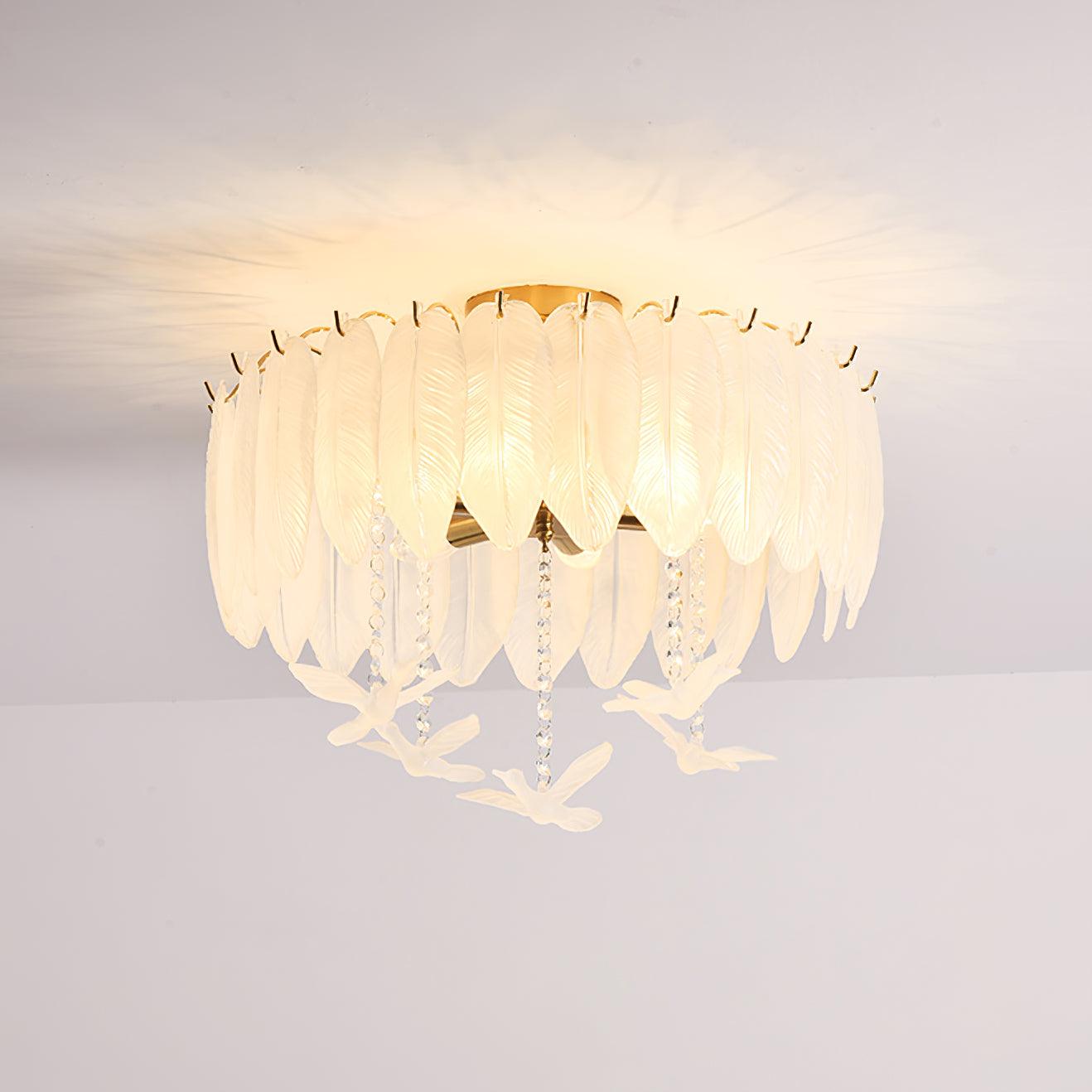 Solara Plafonnier en Verre Plume Oiseau Élégant - Neutralighting
