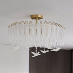 Solara Plafonnier en Verre Plume Oiseau Élégant - Neutralighting