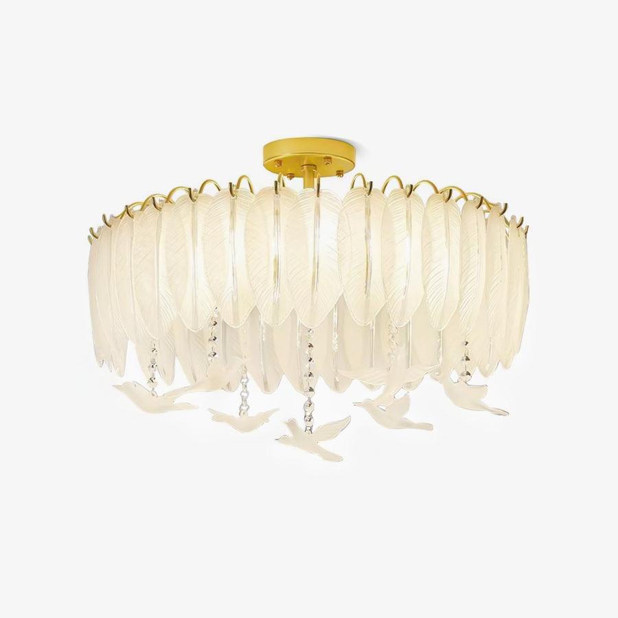 Solara Plafonnier en Verre Plume Oiseau Élégant - Neutralighting