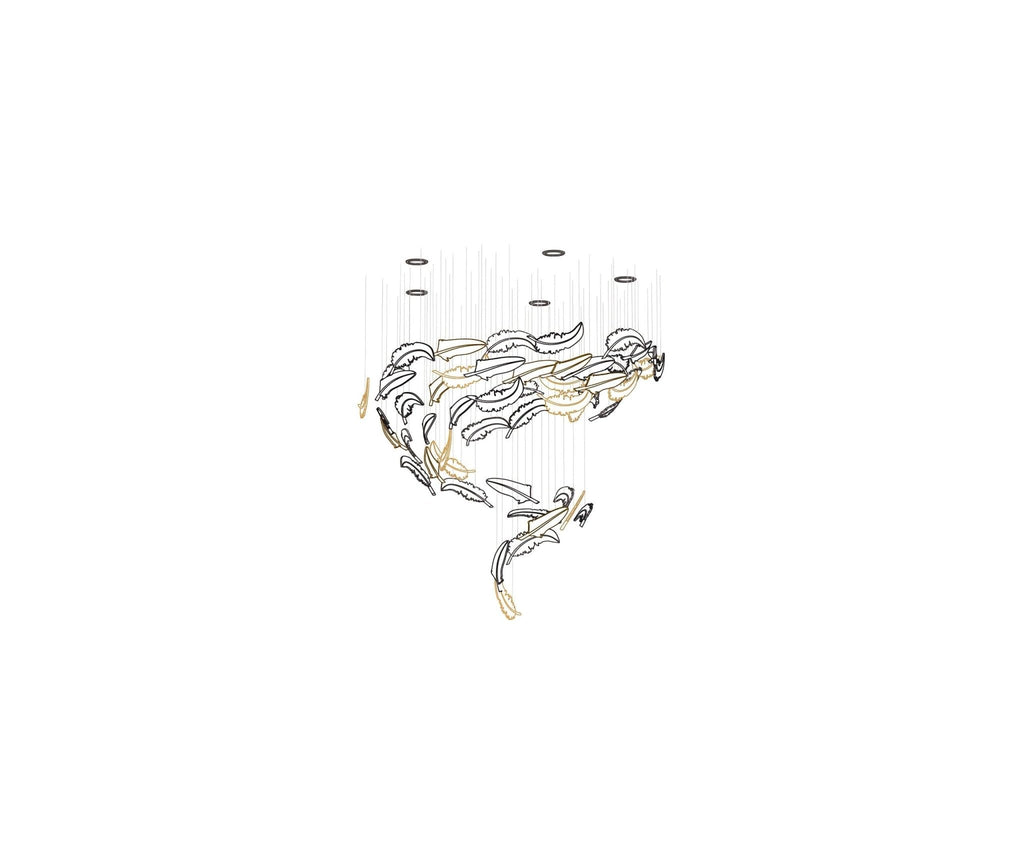 Aetherial Chandelier Feuille en Verre - Neutralighting