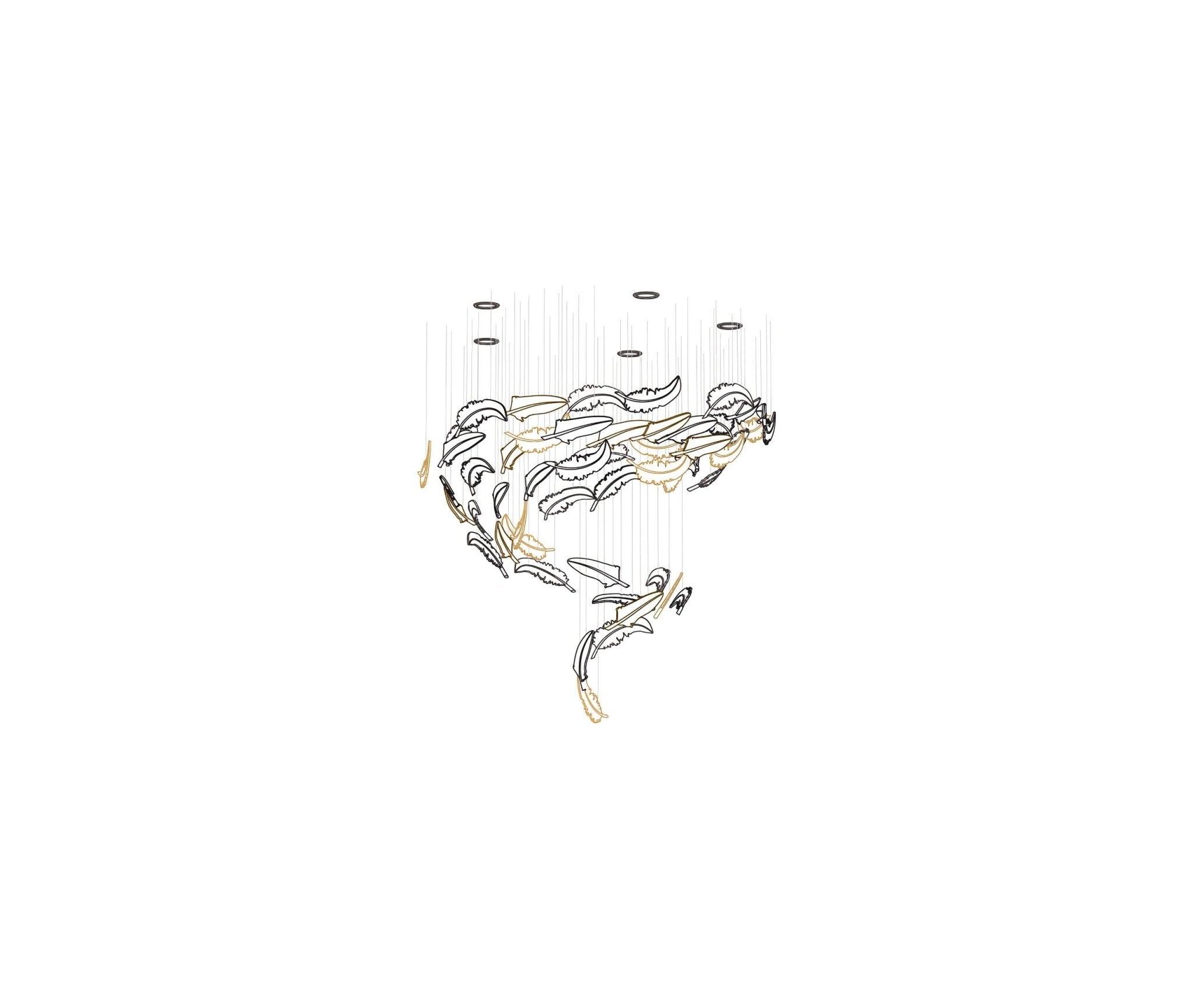 Aetherial Chandelier Feuille en Verre - Neutralighting