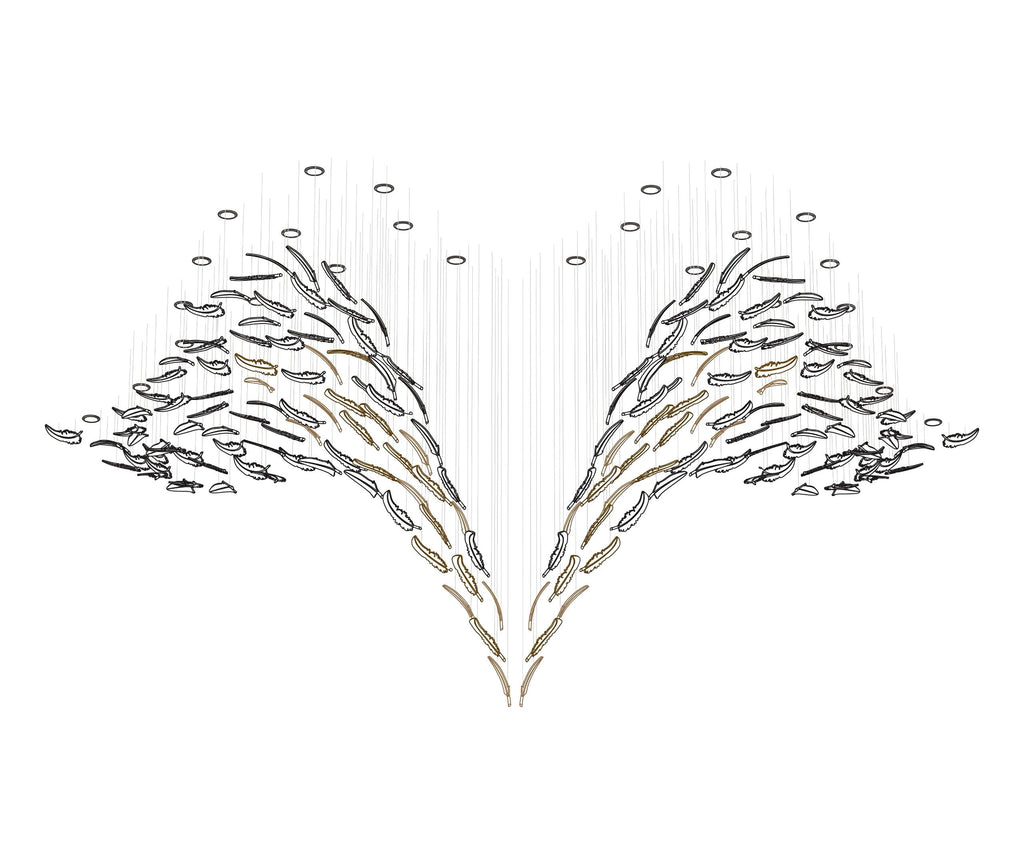 Aetherial Chandelier Feuille en Verre - Neutralighting