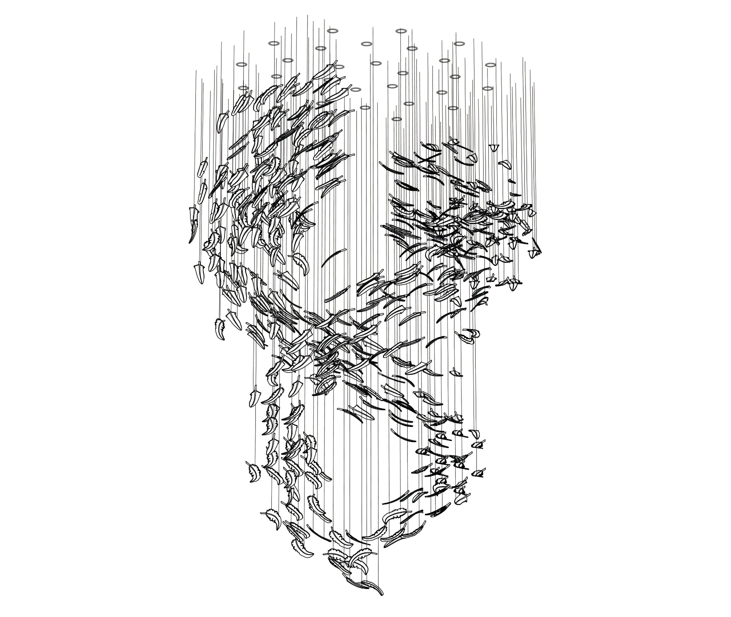 Aetherial Chandelier Feuille en Verre - Neutralighting