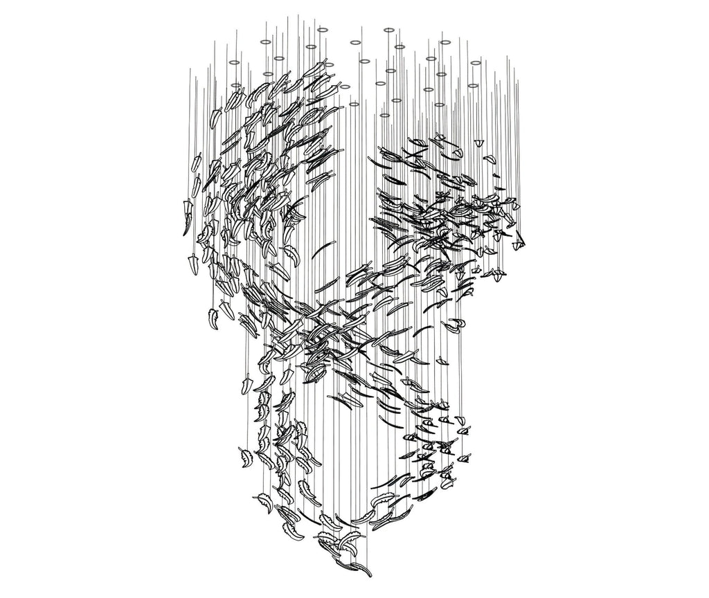Aetherial Chandelier Feuille en Verre - Neutralighting