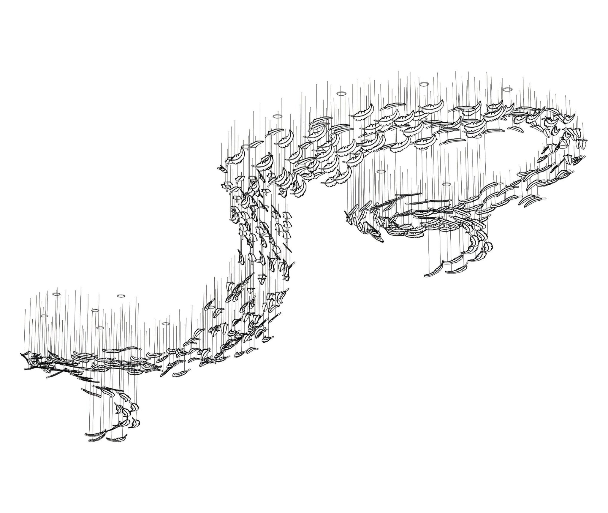 Aetherial Chandelier Feuille en Verre - Neutralighting