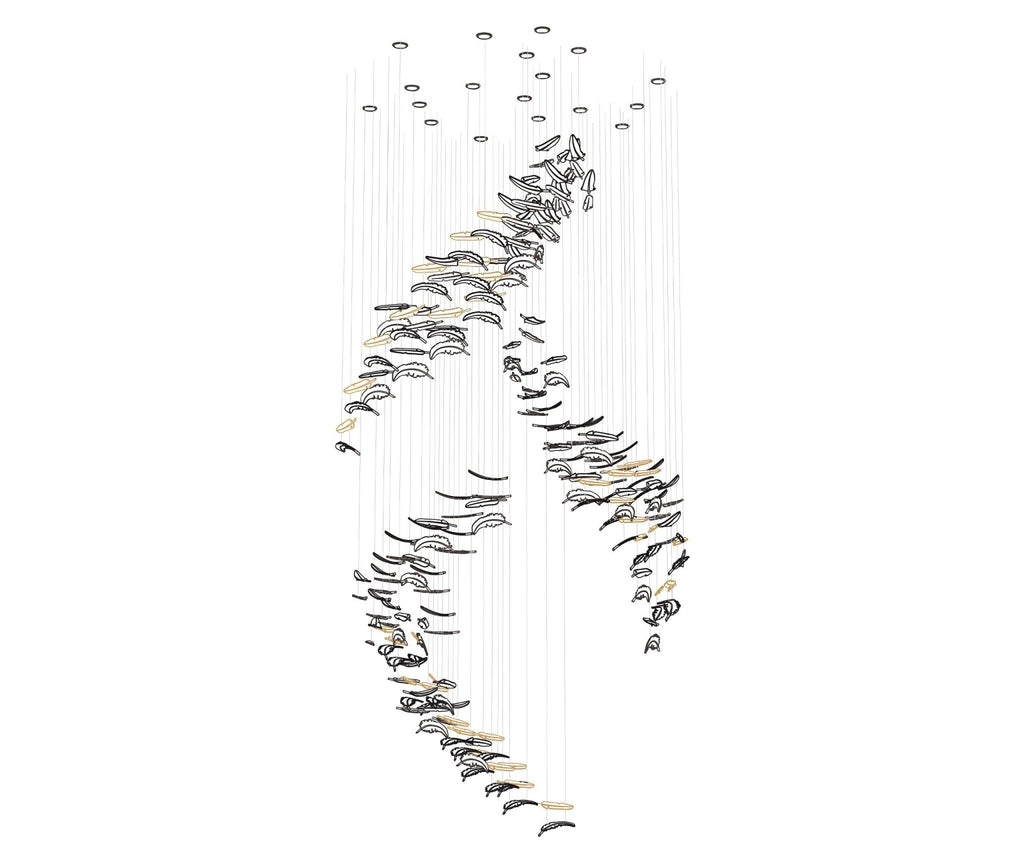 Aetherial Chandelier Feuille en Verre - Neutralighting
