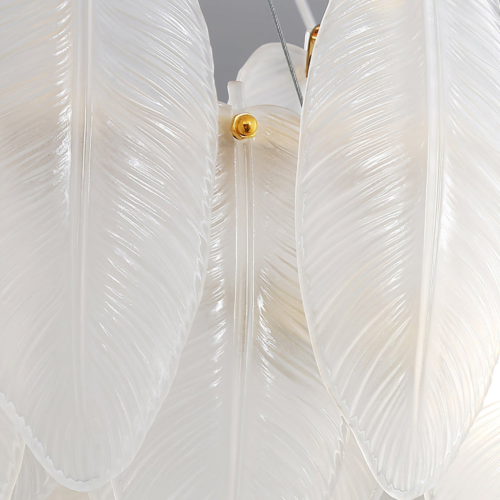 Lustra Chandelier en Plumes et Verre Givré Superposé - Neutralighting