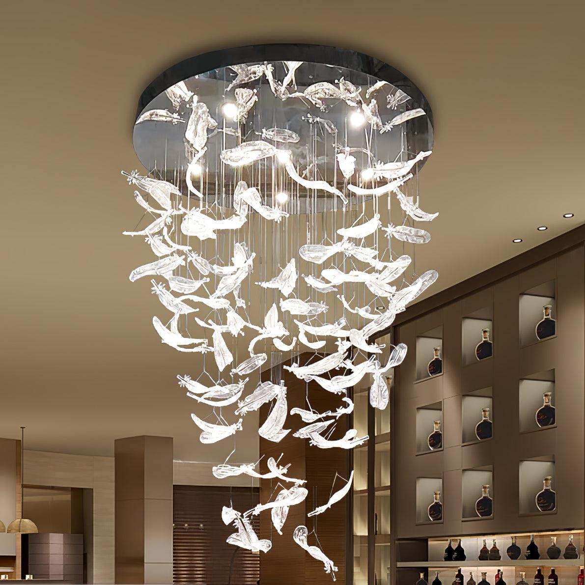 Aetherial Chandelier Feuille en Verre - Neutralighting