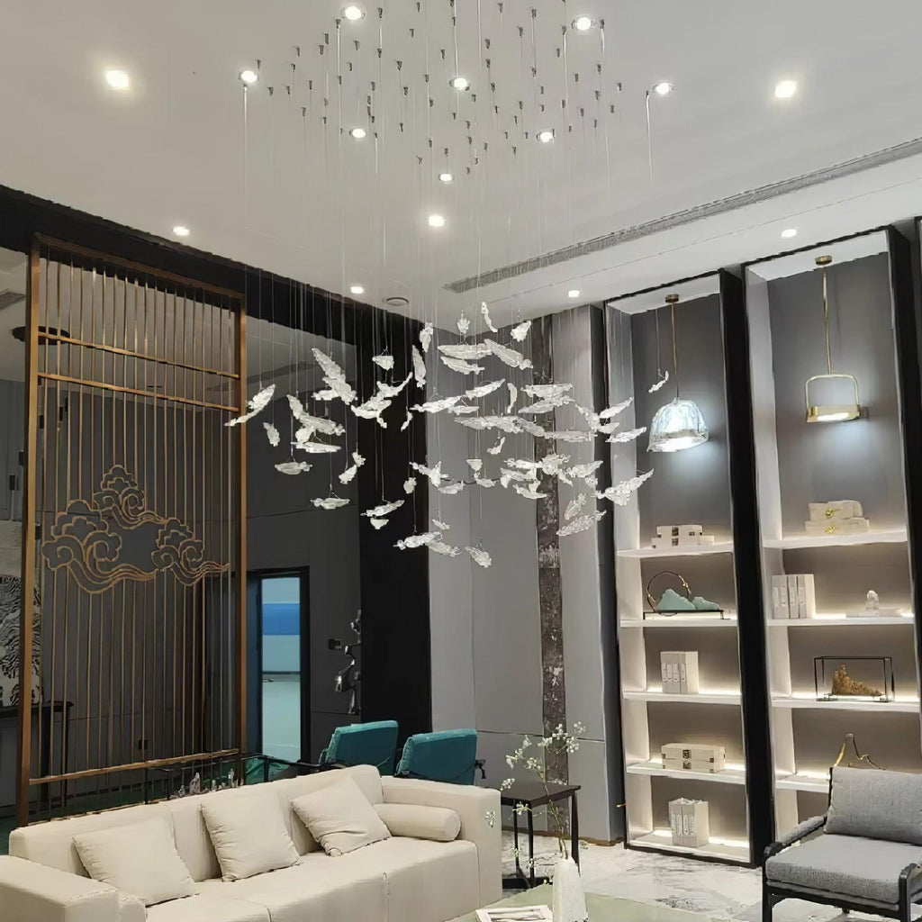 Aetherial Chandelier Feuille en Verre - Neutralighting
