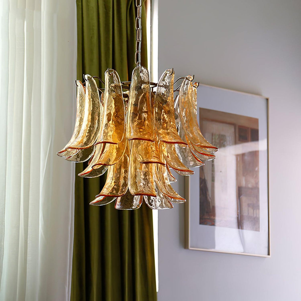 Aurora Lustre Murano Verre Feuille Doré - Neutralighting