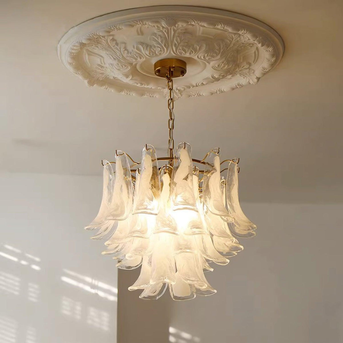 Aurora Lustre Murano Verre Feuille Doré - Neutralighting