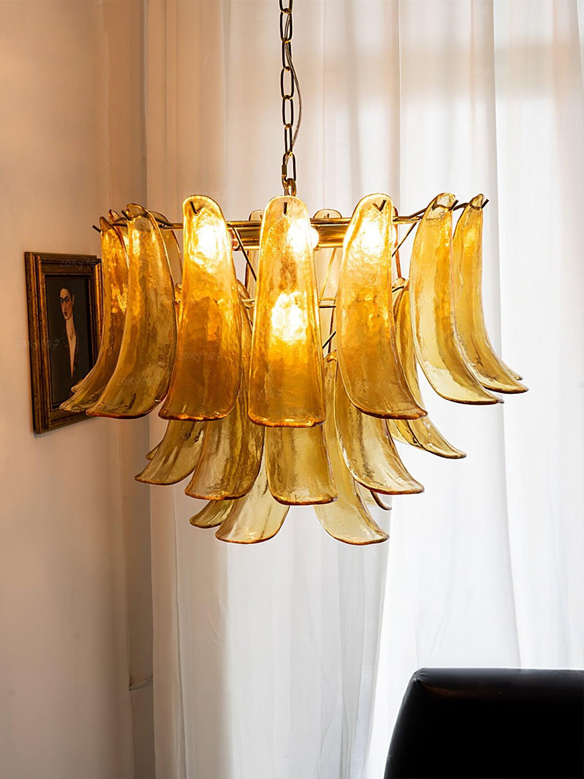 Aurora Lustre Murano Verre Feuille Doré - Neutralighting