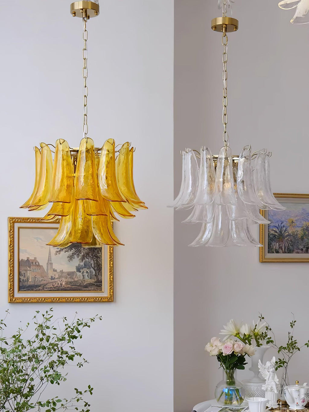 Aurora Lustre Murano Verre Feuille Doré - Neutralighting