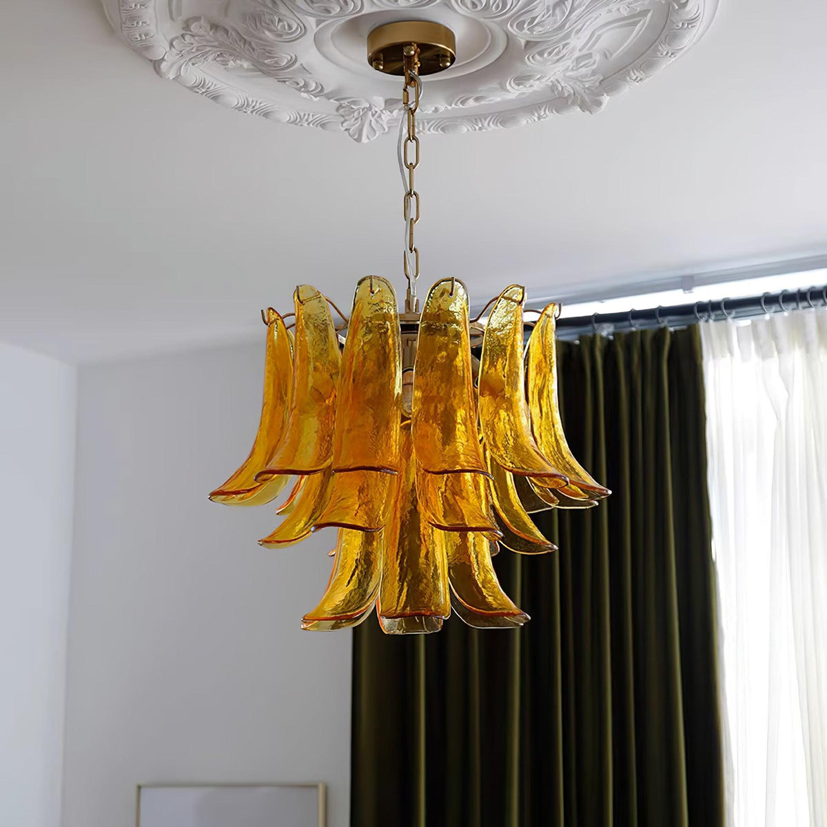 Aurora Lustre Murano Verre Feuille Doré - Neutralighting