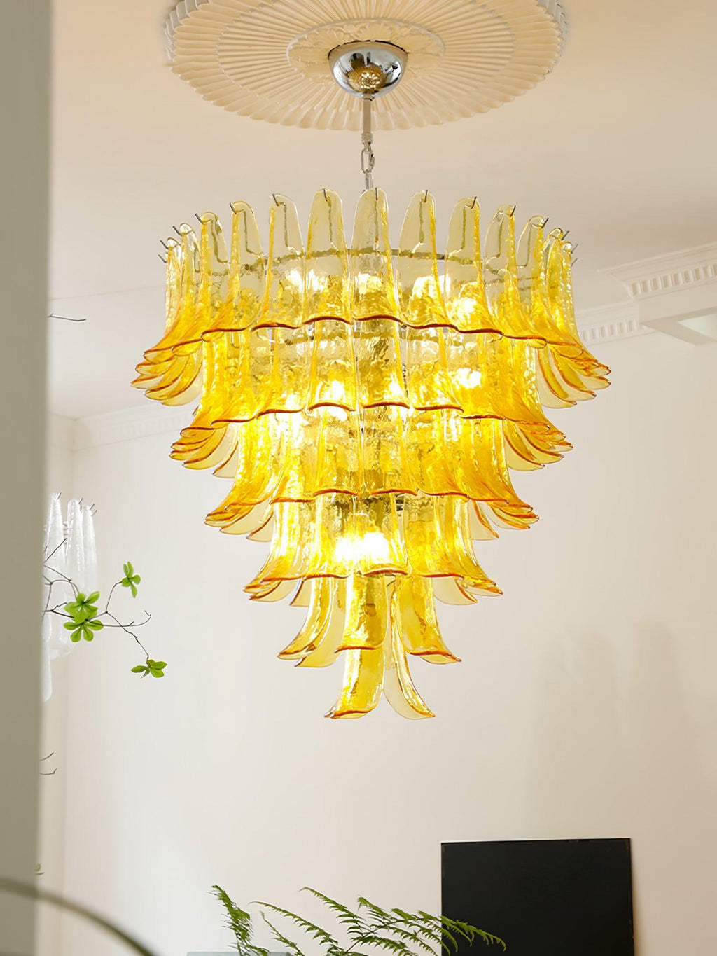 Aurora Lustre Murano Verre Feuille Doré - Neutralighting