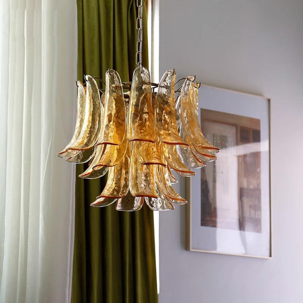 Aurora Lustre Murano Verre Feuille Doré - Neutralighting