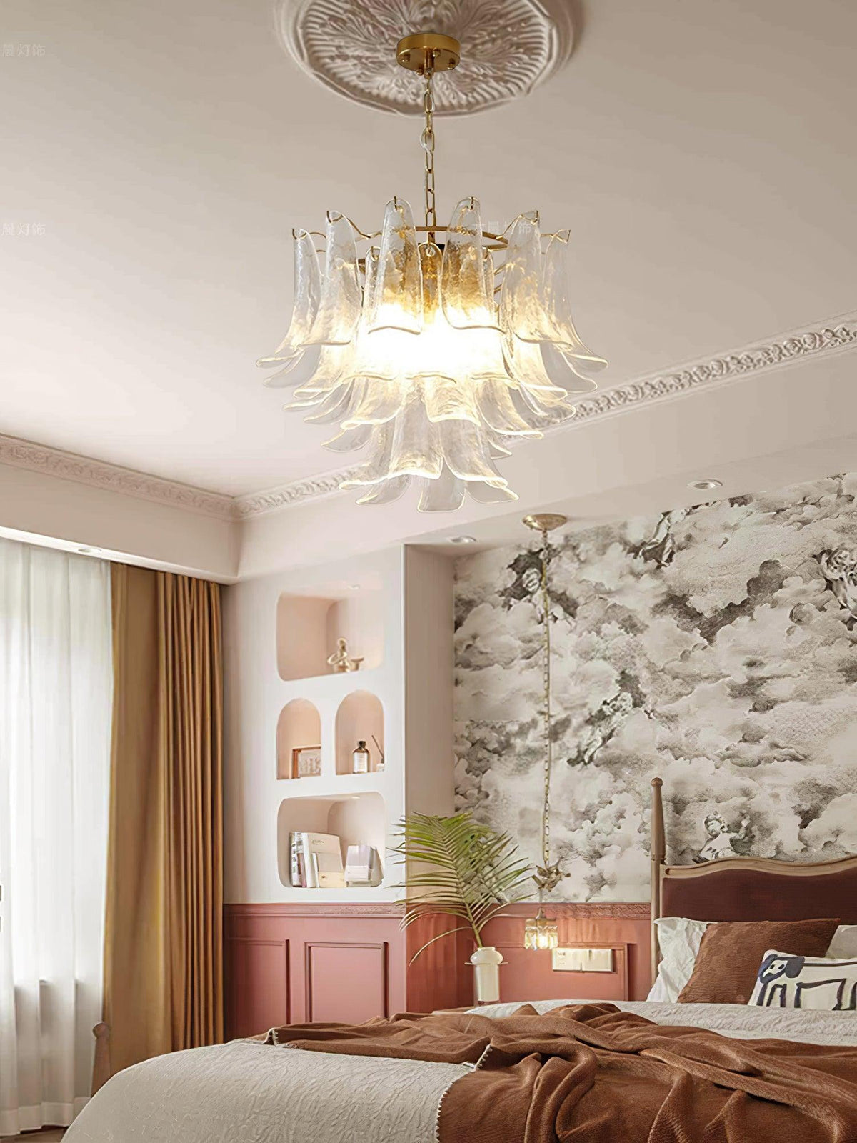 Aurora Lustre Murano Verre Feuille Doré - Neutralighting