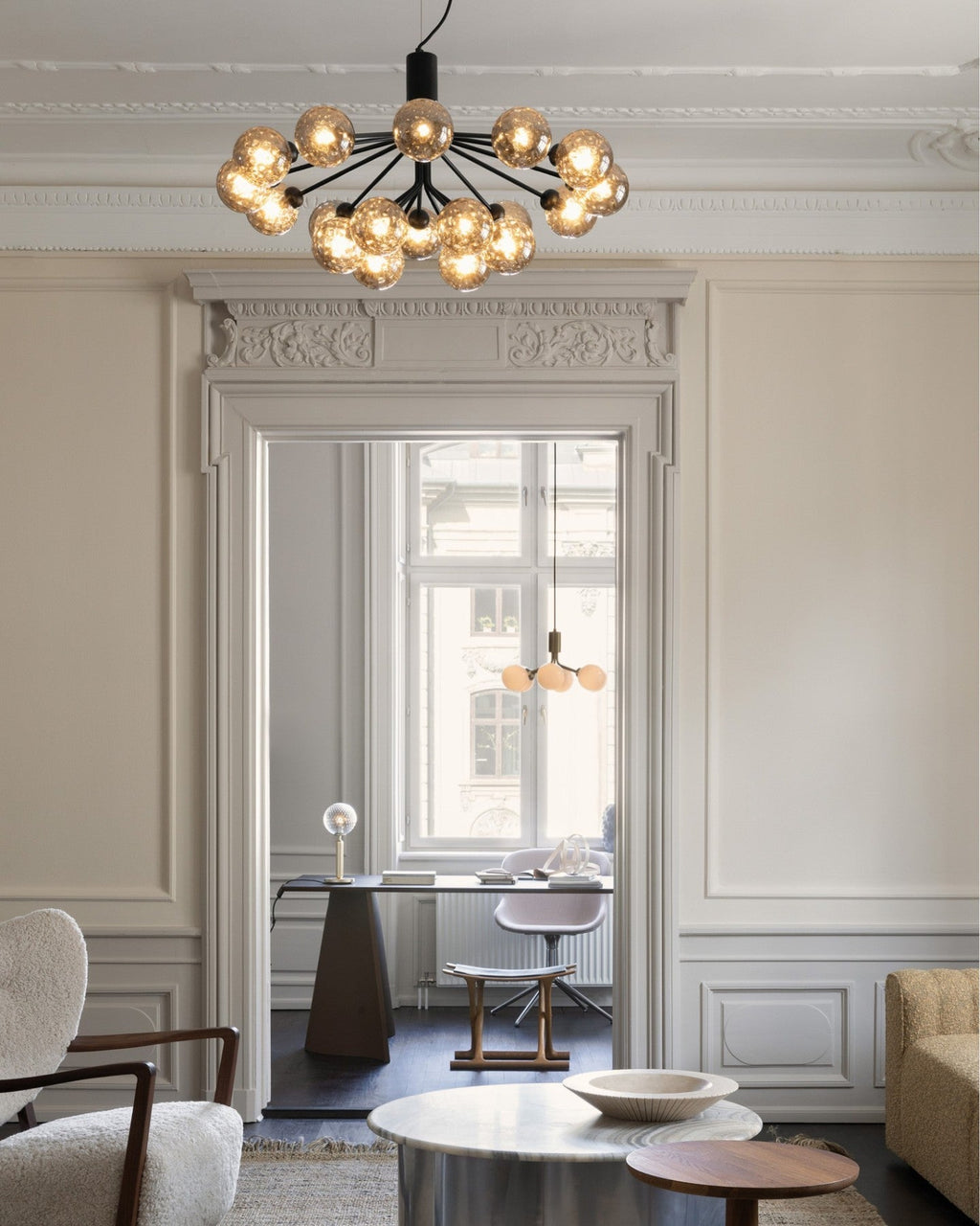 Lustra Suspension en Verre Globe Cluster Laiton - Neutralighting