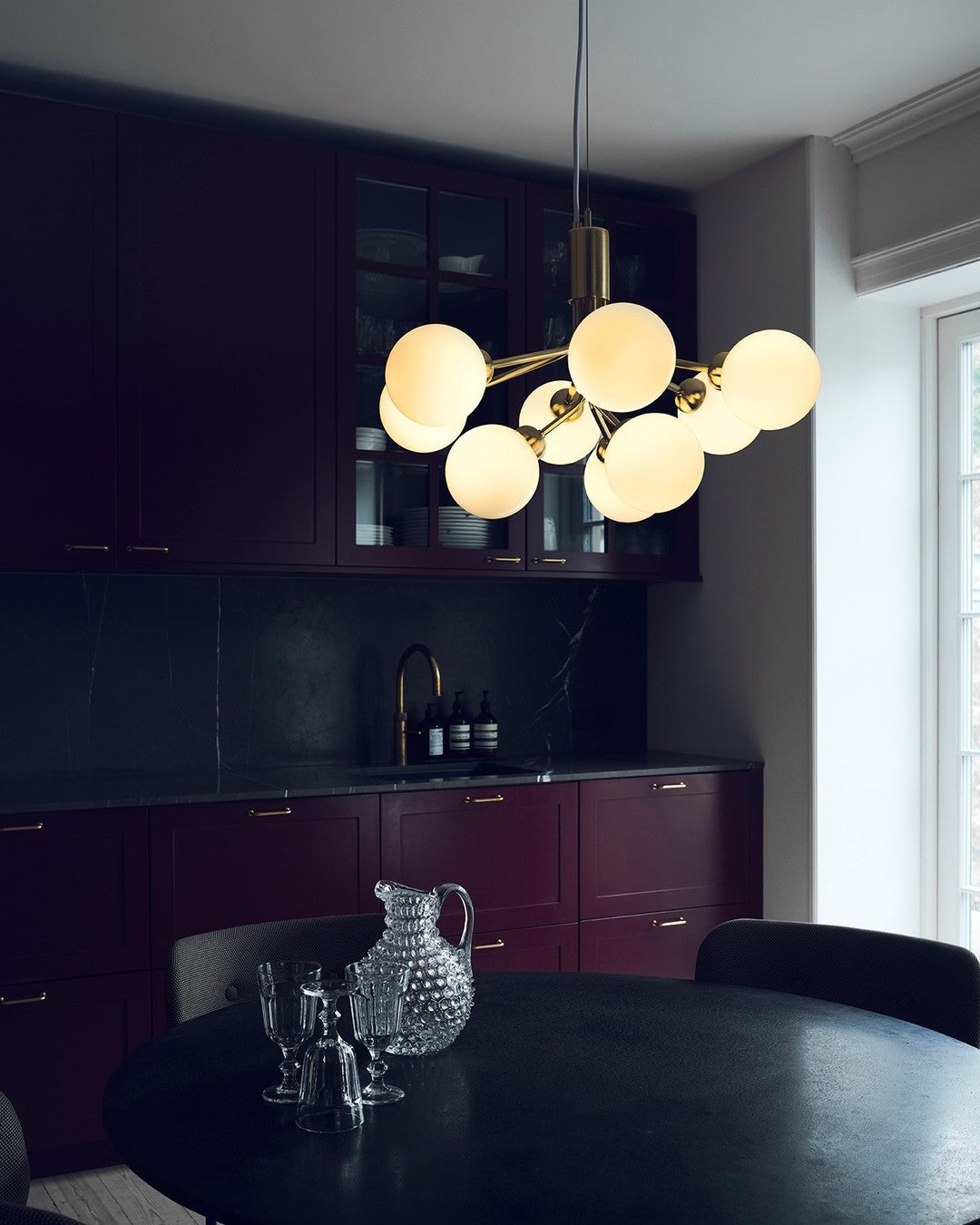 Lustra Suspension en Verre Globe Cluster Laiton - Neutralighting