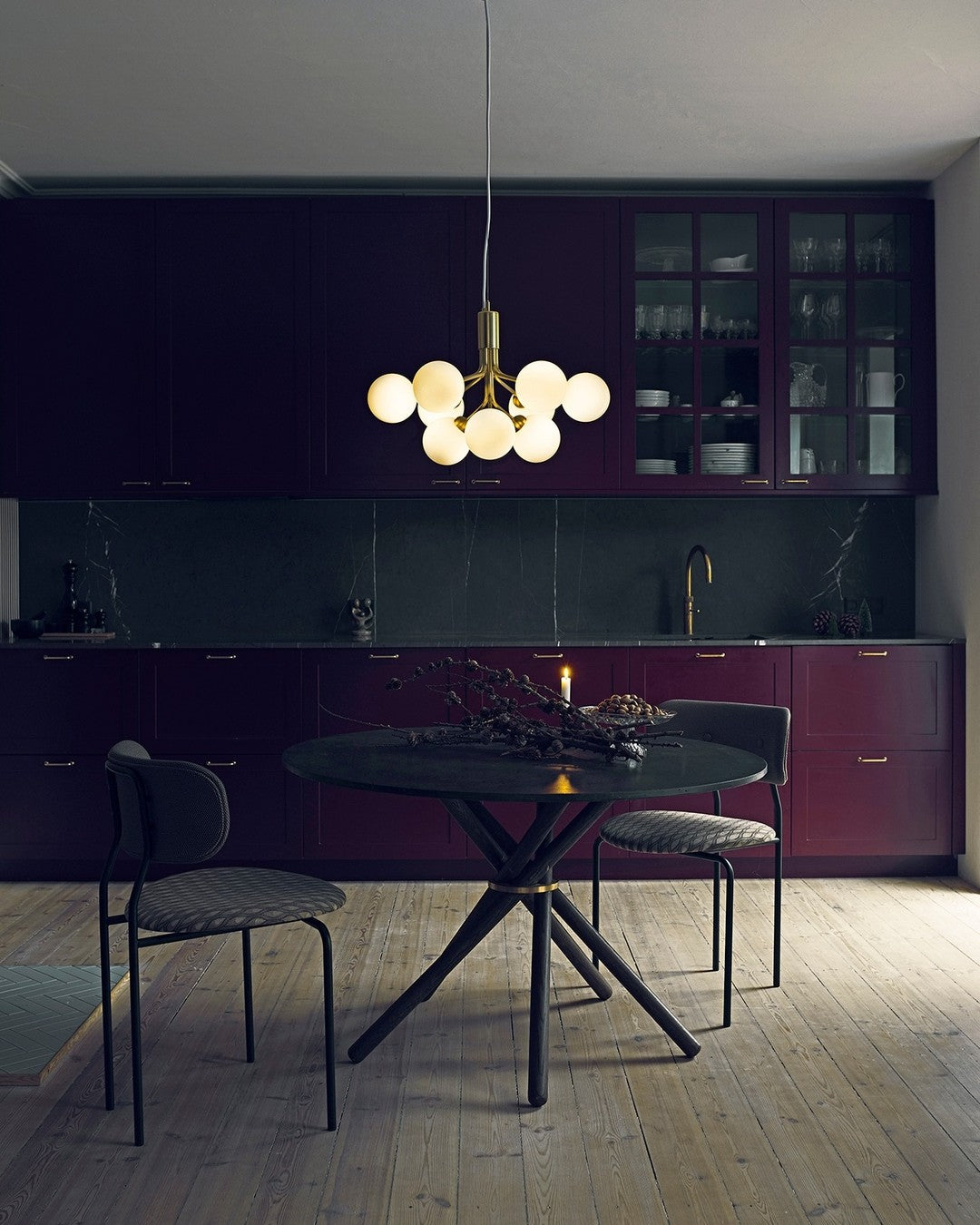 Lustra Suspension en Verre Globe Cluster Laiton - Neutralighting