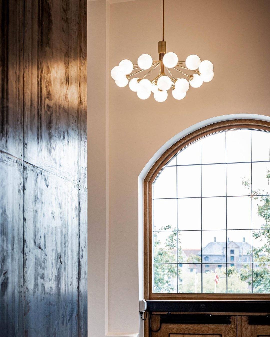 Lustra Suspension en Verre Globe Cluster Laiton - Neutralighting