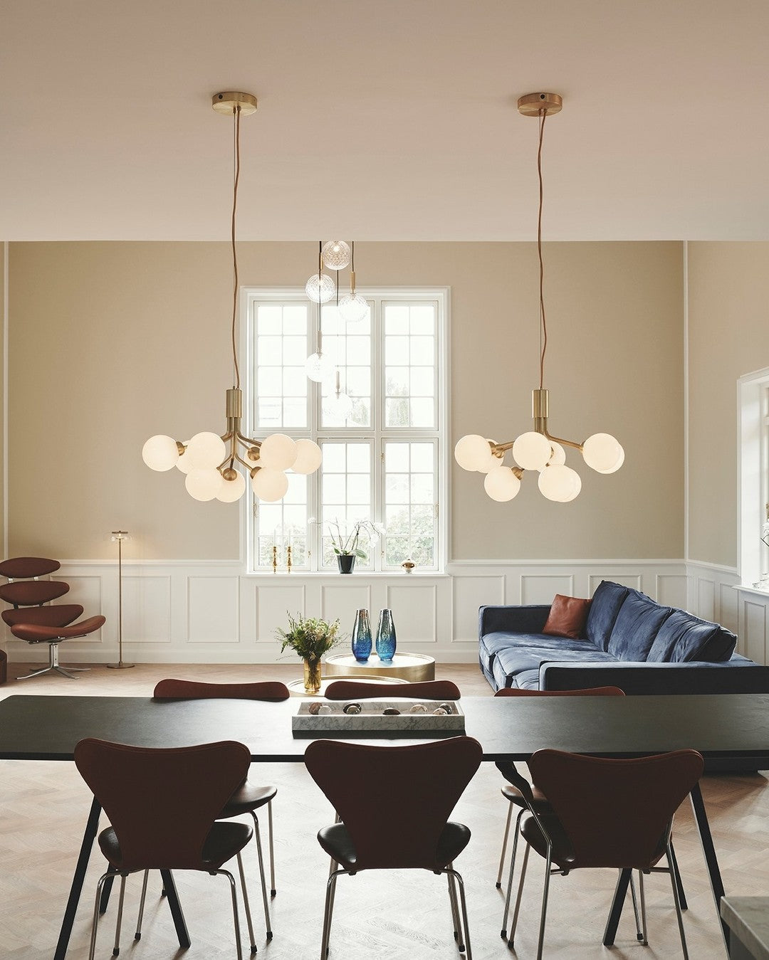 Lustra Suspension en Verre Globe Cluster Laiton - Neutralighting
