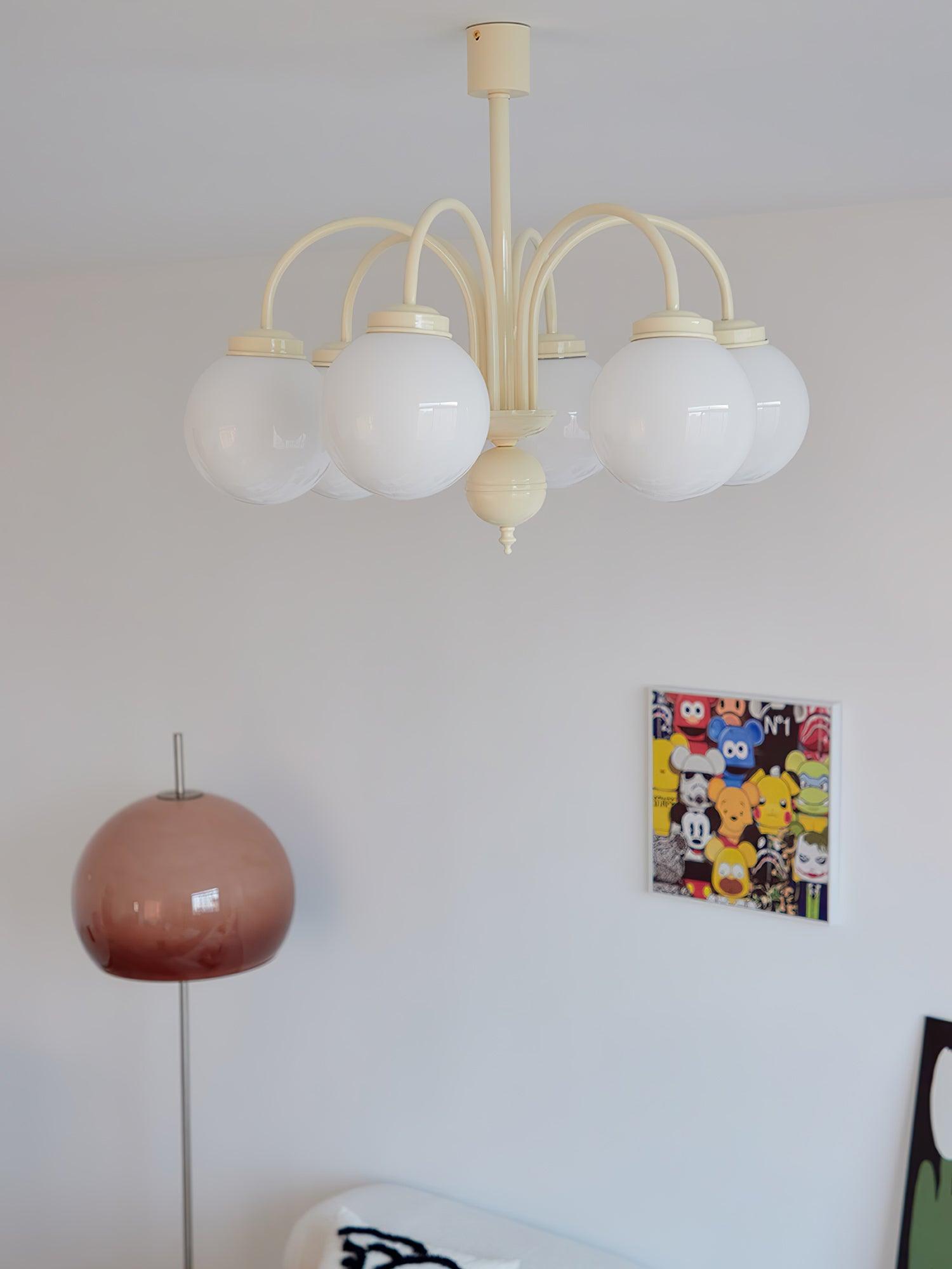 Lustra Chandelier Sphères en Verre Crème - Neutralighting