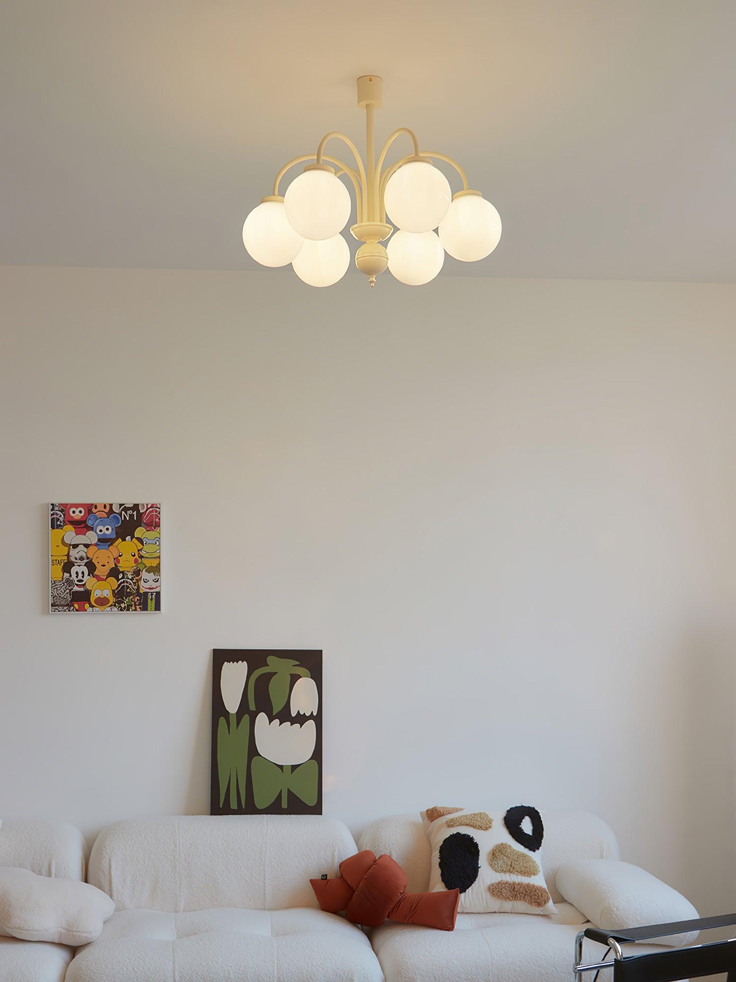 Lustra Chandelier Sphères en Verre Crème - Neutralighting