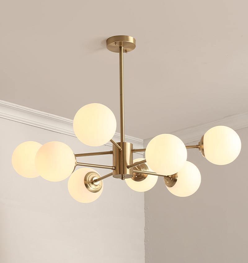 Lustra Chandelier en Laiton Verre Opale - Neutralighting