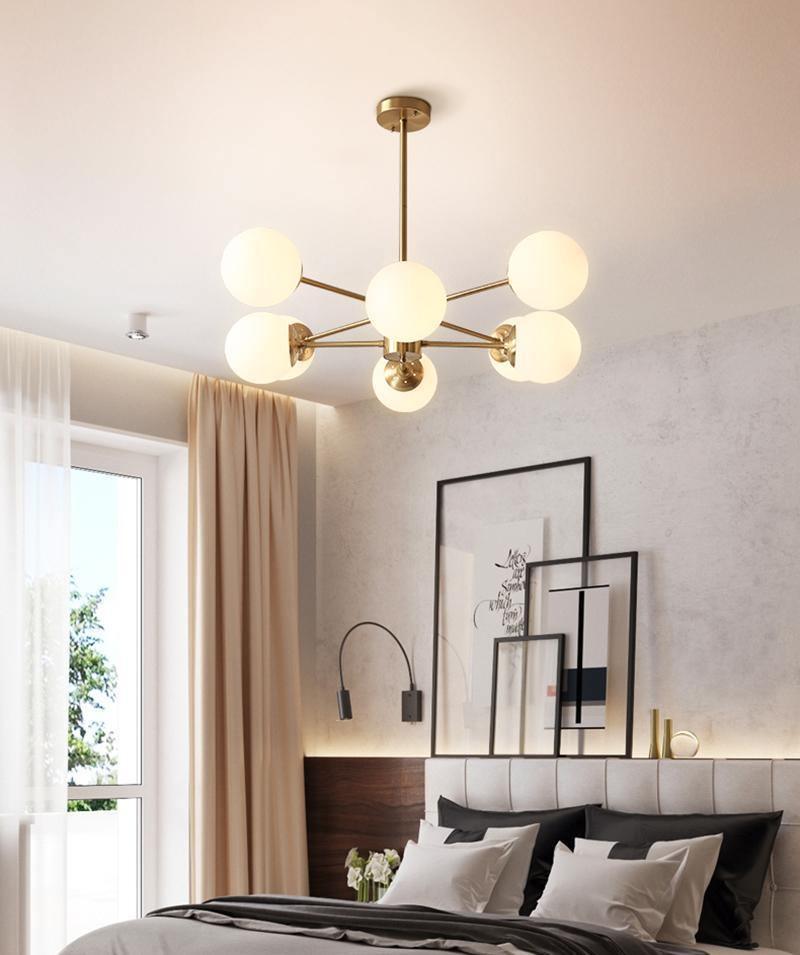 Lustra Chandelier en Laiton Verre Opale - Neutralighting