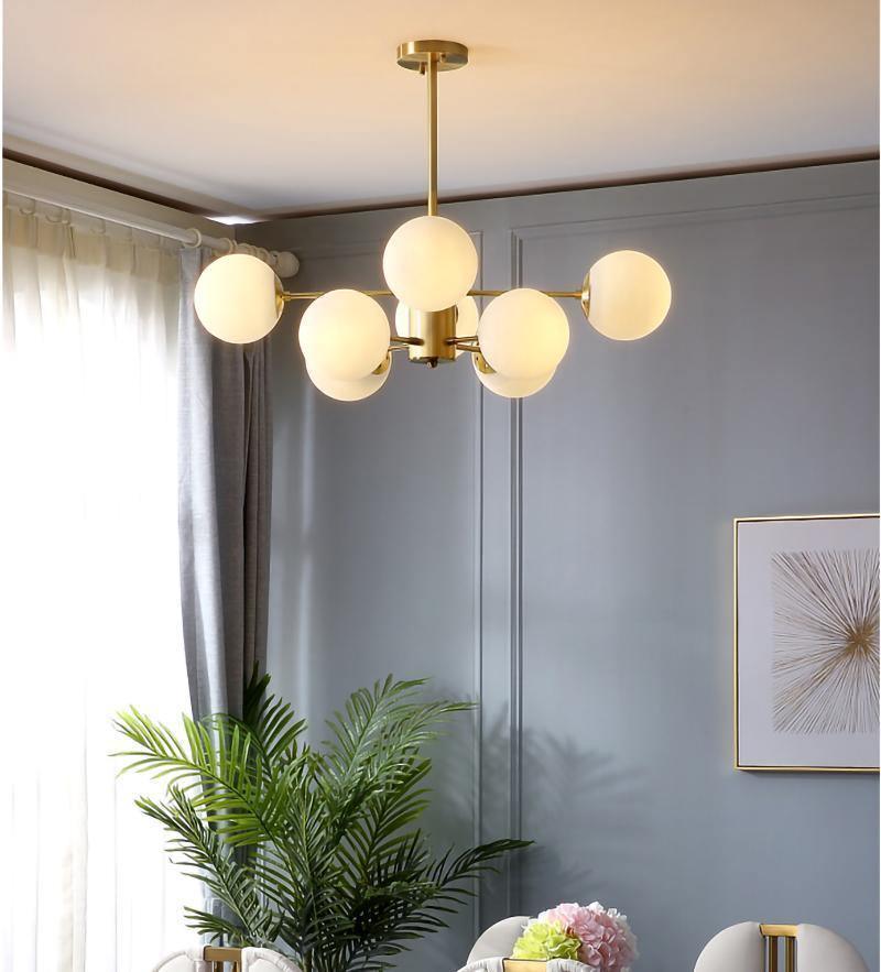 Lustra Chandelier en Laiton Verre Opale - Neutralighting