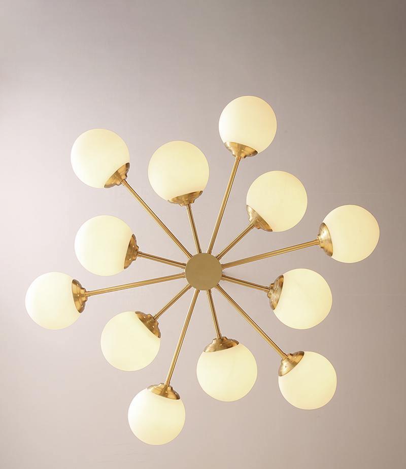 Lustra Chandelier en Laiton Verre Opale - Neutralighting